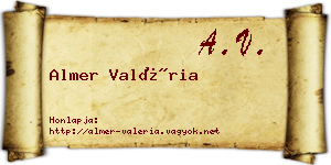 Almer Valéria névjegykártya